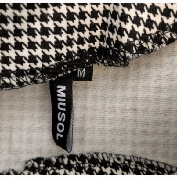 Miusol Black white Houndstooth Plaid Peter Pan Collar Midi Dress Medium - Picture 5 of 7